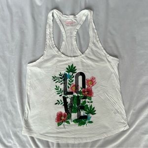 Victoria’s Secret “Love” Tropical Floral Print Semi-Cropped Racerback Tank